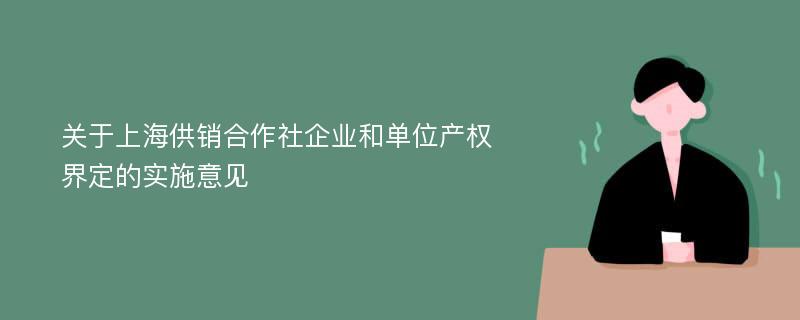 关于上海供销合作社企业和单位产权界定的实施意见